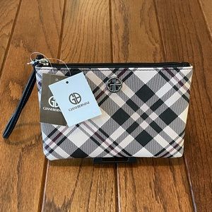 Giani Bernini Saffiano Plaid Wristlet - Tan with a pink hue color